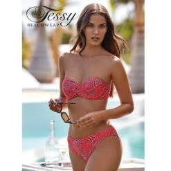 Maillot Deux Pièces Bandeau Avec Coques Imprimé Corail Brada