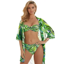 Chemise Fluide De Plage Imprimé Vert Ou Bleu Melba