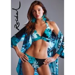 Maillot De Bain 2 Pièces Triangle Imprimé Vert Et Noir Danae