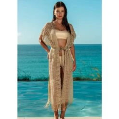 Kaftan Long En Crochet Golden Queen