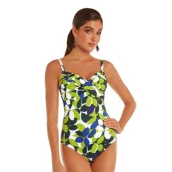 Maillot De Bain Une Pièce Avec Armatures Drapé Sous Poitrine Imprimé Minerva