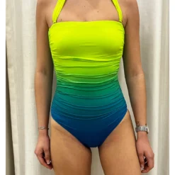 Maillot Une Pièce Bustier Dégradé Orange Et Rose Nadia -La-madrilena Ventas NADIA VERT