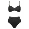 Maillot De Bain 2 Pièces Avec Armatures Noir Culotte Haute NOS
