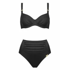 Maillot De Bain 2 Pièces Avec Armatures Noir Culotte Haute NOS