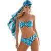 Maillot De Bain Bandeau Deux Pièces Imprimé Bleu Veronic
