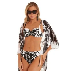 Maillot De Bain 2 Pièces Avec Coques Noir Et Blanc Adara