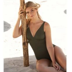 Maillot De Bain Une Pièce Coupé Sous Poitrine Uni Addict -La-madrilena Ventas addict 1p kaki p