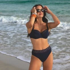 Maillot De Bain Deux Pièces Bonnets Profonds Ajourage Couture