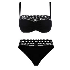 Maillot De Bain Bandeau Avec Mousses Uni Macramé Ajourage Couture -La-madrilena Ventas ajourage couture bando noir