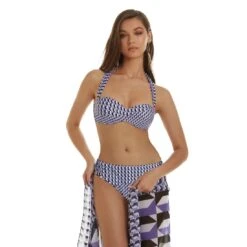 Maillot 2 Pièces Bandeau Avec Coques Imprimé Géométrique Anil