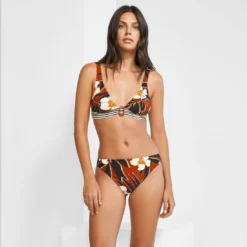 Maillot Deux Pièces Triangles Imprimé Marron Art Nautic