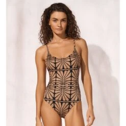 Maillot De Bain Une Pièce Sport Imprimé Marron Et Noir Artisan Vibes