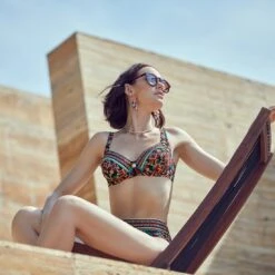 Maillot De Bain 2 Pièces Classiques Imprimé Rouge Et Noir Cabana