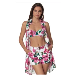 Chemise Sans Manches Fleuri Fond Blanc Ari