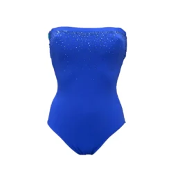 Maillot Une Pièce Bustier Avec Mousses Swarovski Cristal -La-madrilena Ventas cristal bleu