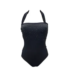Maillot Une Pièce Bustier Avec Mousses Swarovski Cristal -La-madrilena Ventas cristal noir