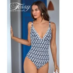 Maillot De Bain Une Pièce Decolleté En V Imprimé Fleur De Lotus Dalni