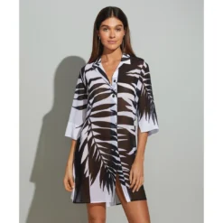 Chemise Fluide De Plage Chic Noir Et Blanche Eva