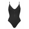 Watercult Maillot De Bain Une Pièce Body Noir Boutons Henley Rib