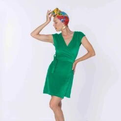 Robe Portefeuille En éponge Unie Imperia 6 Robe Portefeuille En éponge Unie Imperia -La-madrilena Ventas imperia verte face