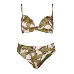 Maillot De Bain 2 Pièces Avec Coques Imprimé Feuillages Journey