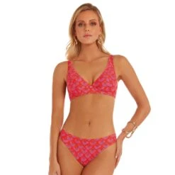 Maillot De Bain Deux Pièces Avec Armatures Imprimé Rose Lama