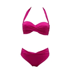 Maillot Bandeau Deux Pièces Avec Coques Drapé Lorena -La-madrilena Ventas lorena fuschia