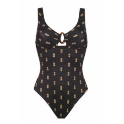 Watercult Maillot De Bain Une Pièce Avec Mousses Fond Noir Microcraft