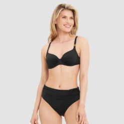 Maillot De Bain 2 Pièces Avec Coques Chic Uni Noir Ou Bleu