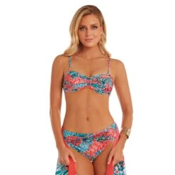Maillot Deux Pièces Bandeau Plissé Imprimé Coraux Nina