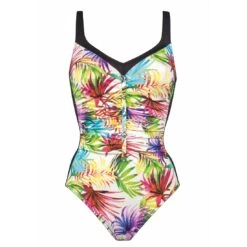 Maillot De Bain Une Pièce Avec Mousses Plissé Gainant Imprimé Palmeraie View