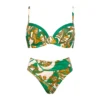 Maillot De Bain 2 Pièces Avec Coques Imprimé Vert Et Ocre Perceptions