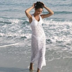 Robe En Crochet Blanc De Plage La Muse Dentelle