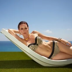 Bandeau 2 Pièces Rayé Noir Et Doré Sabina