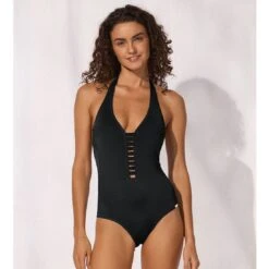 Watercult Maillot De Bain Une Pièce Tour De Cou Noir Shimmering Solids