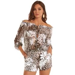 Short Imprimé Panthère Marron Alba