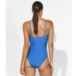 Maillot De Bain Une Pièce Fines Bretelles Sport Plissé Uni The Core -La-madrilena Ventas the core bleu dos