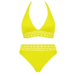 Maillot De Bain 2 Pièces Triangles Marine Ajourage Couture -La-madrilena Ventas tri jaune ajourage coutut