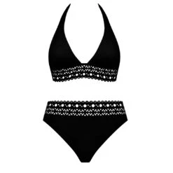 Maillot De Bain 2 Pièces Triangles Marine Ajourage Couture -La-madrilena Ventas tri macrame noir