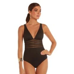 Maillot Une Pièce Noir Décolleté En V Sexy Ursula